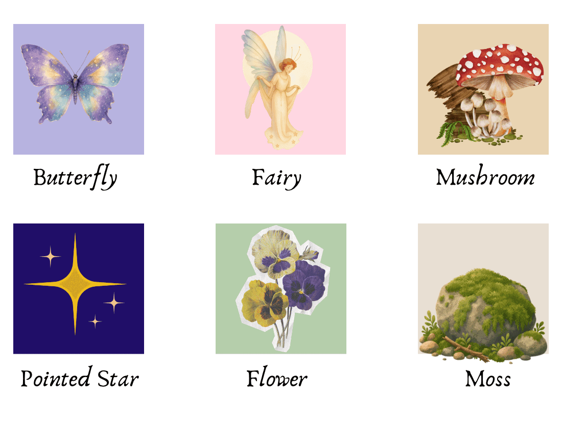 Popular Fairycore Motifs grid images of fairycore symbols