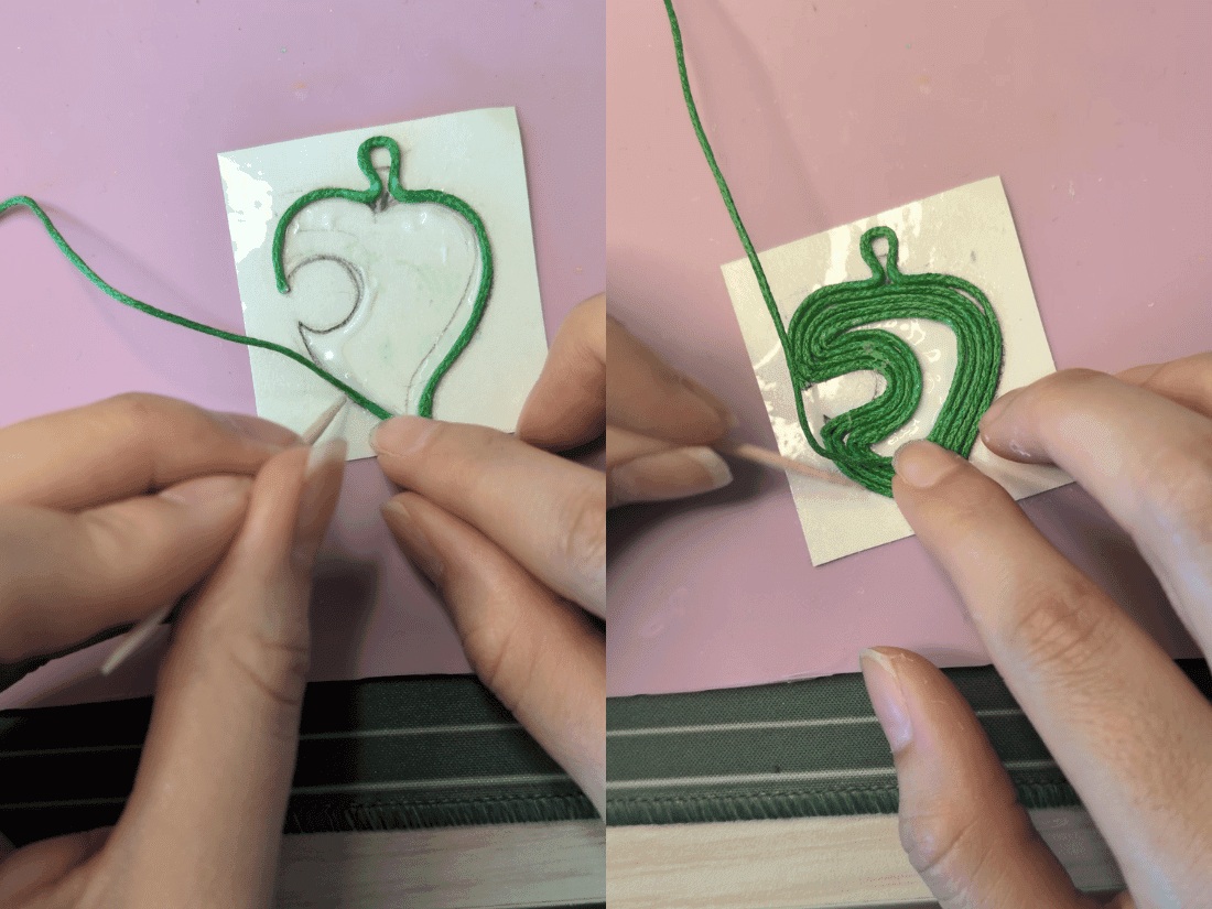 step 2 gluing your design gluing the cord around the design in a circular pattern