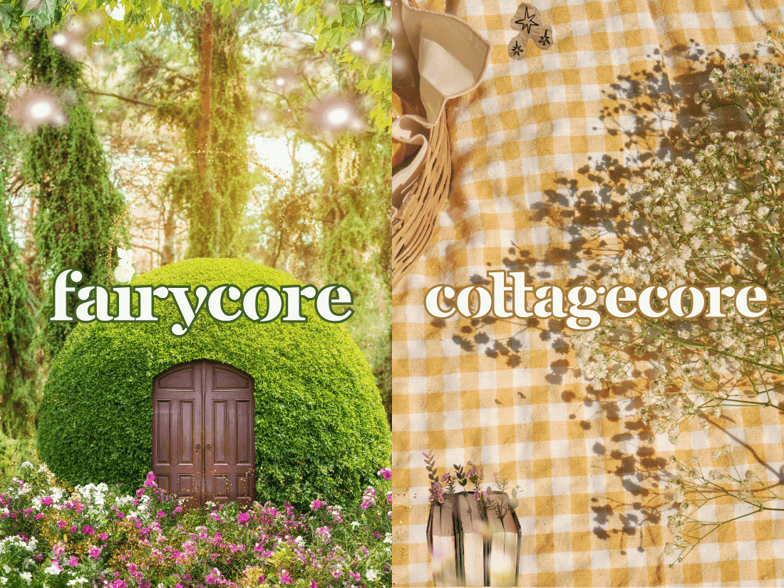 comparison of fairycore and cottagecore labels of fairycore and cottagecore