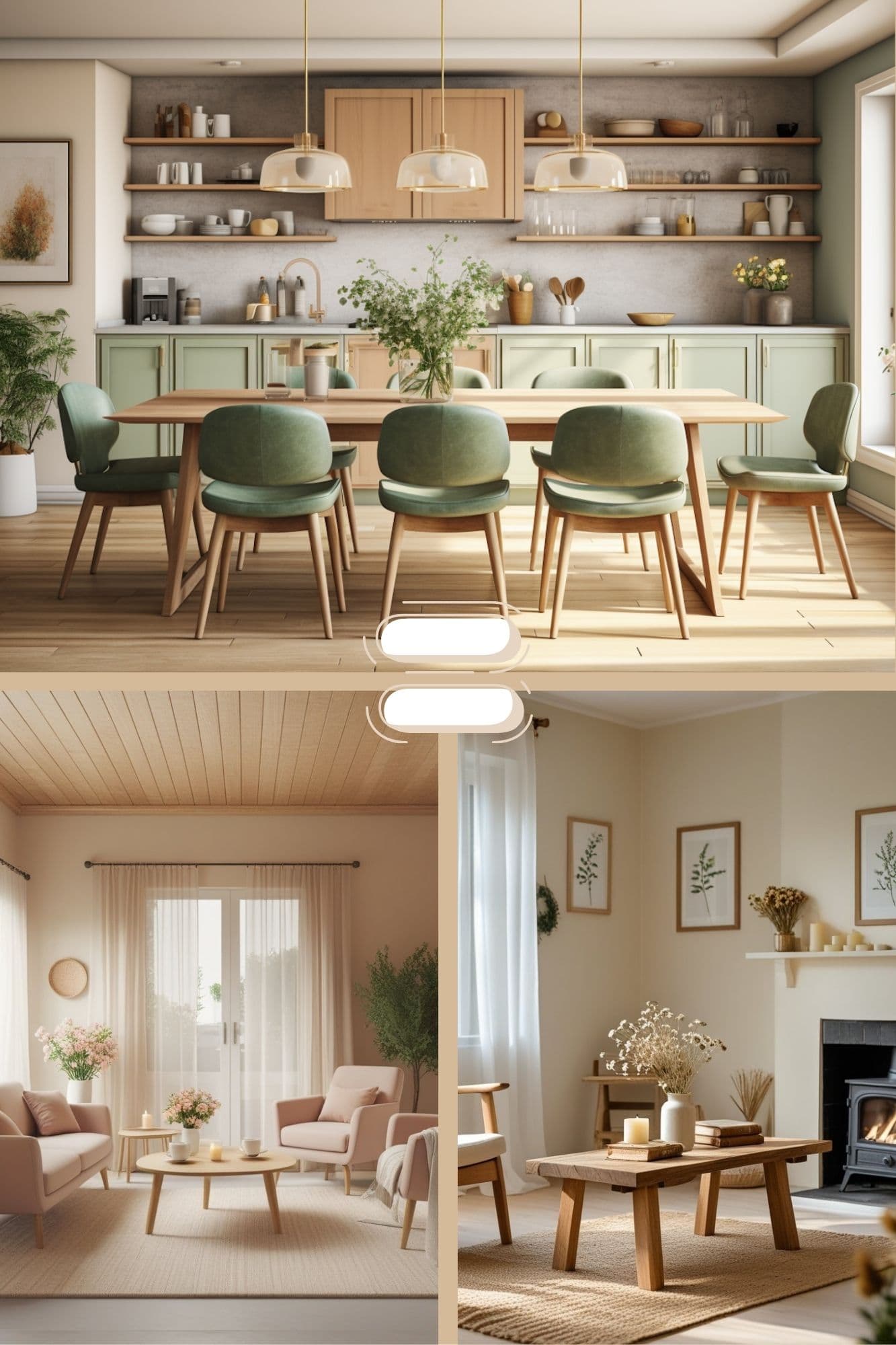 Sample interiors with Minimal Cottagecore design